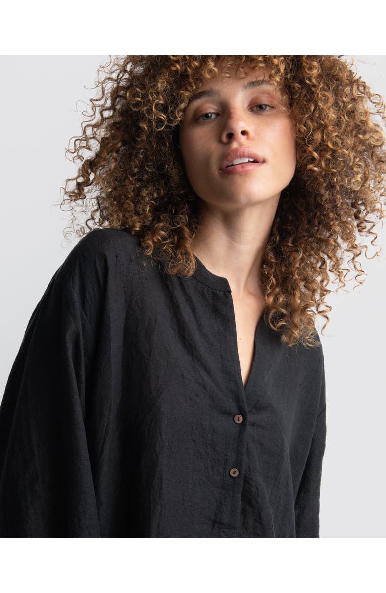 World of Crow Plus Easy fit Black Linen Tunic, Alternate, color, 