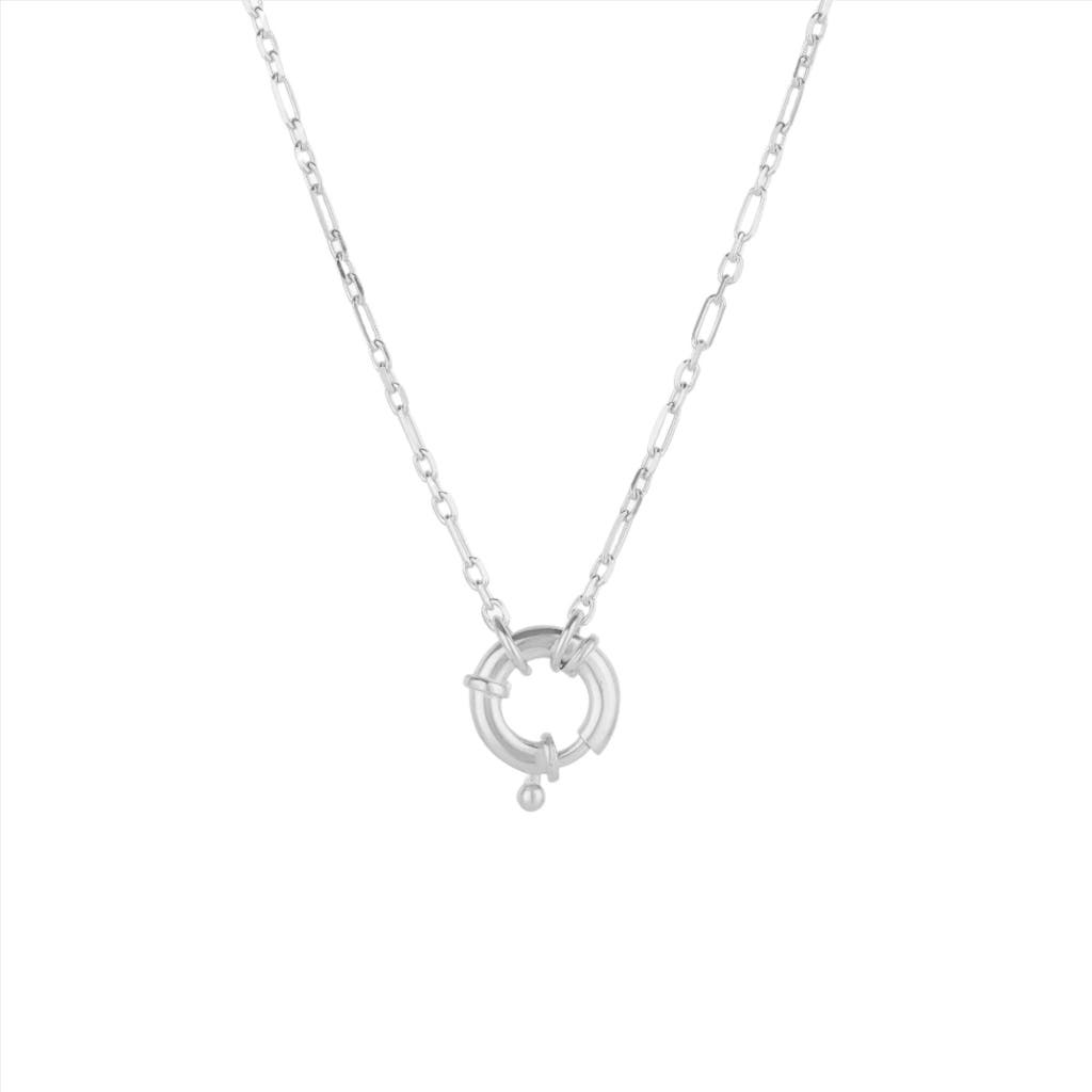 Spero London Large Lock Sterling Silver Chain Necklace In Metallic