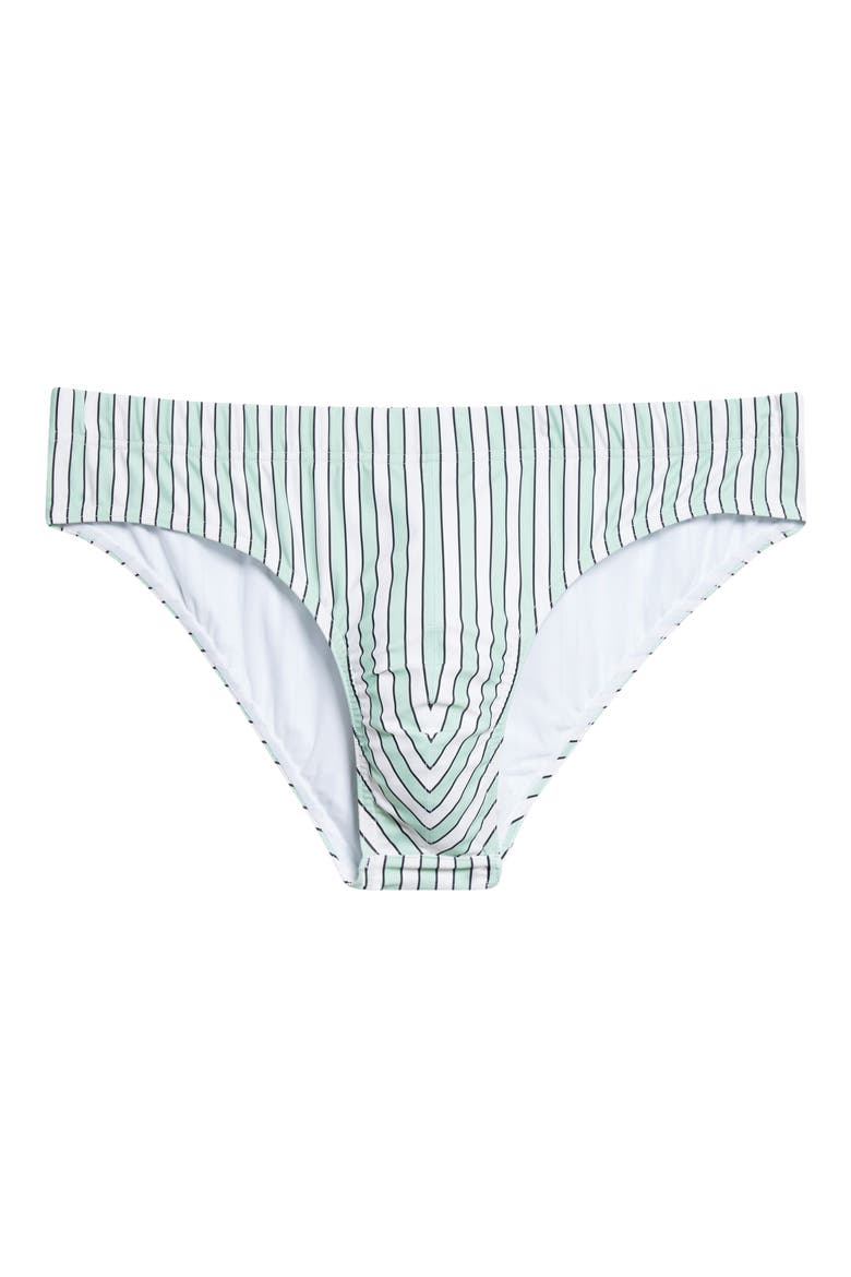 Baton Stripe Shiny Jersey Swim Briefs, Main, color, COMBO LIGHT GREEN/ WHITE