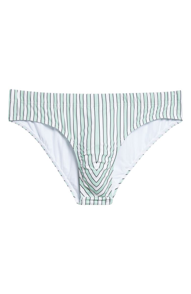 TOM FORD Baton Stripe Shiny Jersey Swim Briefs, Main, color, Combo Light Green/ White
