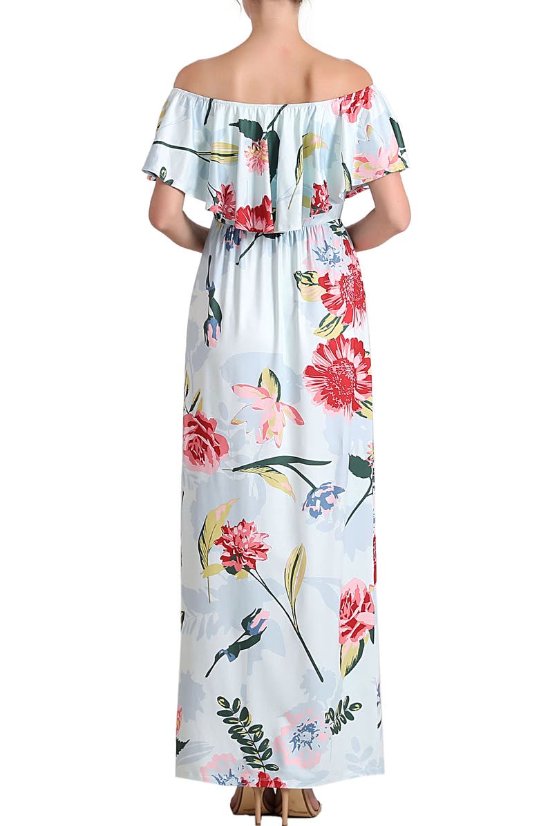Kimi and Kai Deya Floral Off the Shoulder Maternity/Nursing Maxi Dress, Alternate, color,