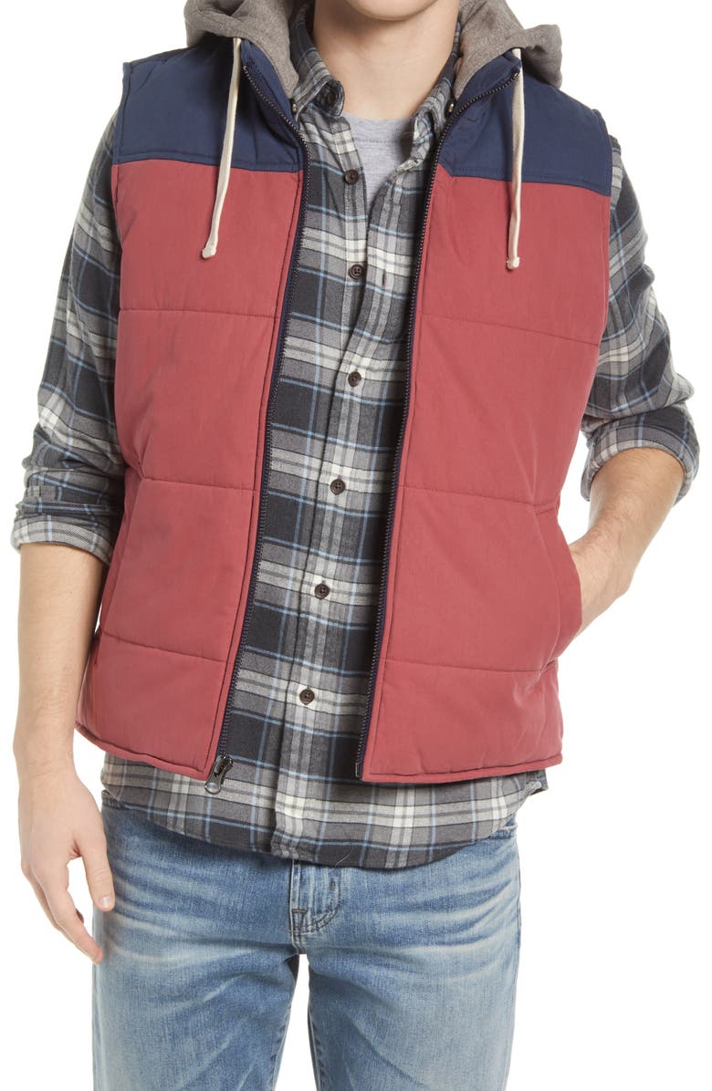 The Normal Brand Dano Vest, Main, color, Red/ Navy