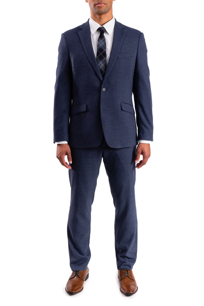 Navy Donegal Twist Trim Fit Suit, Main, color, NAVY