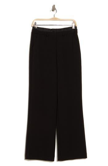Ellen Tracy Pull-on Satin Trousers In Black