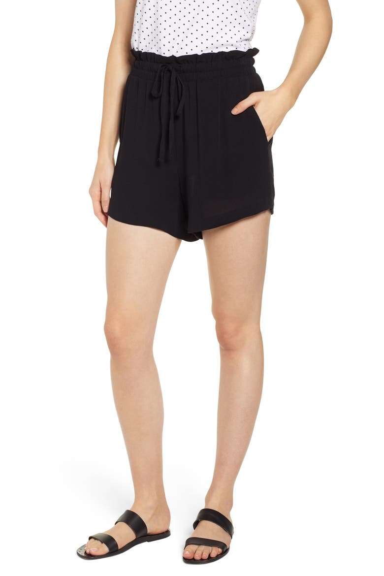 Gibson x Hi Sugarplum! Cabo Drawstring Shorts (Nordstrom Exclusive), Main, color, SOLID BLACK