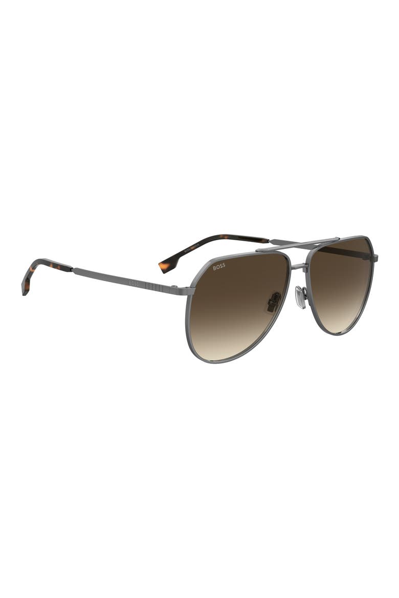 61mm Aviator Sunglasses, Alternate, color, DARK RUTHENIUM