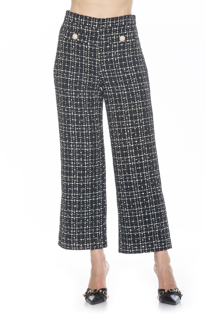 Alexia Admor Jayden Wide Leg Tweed Pants, Alternate, color, Black/ White
