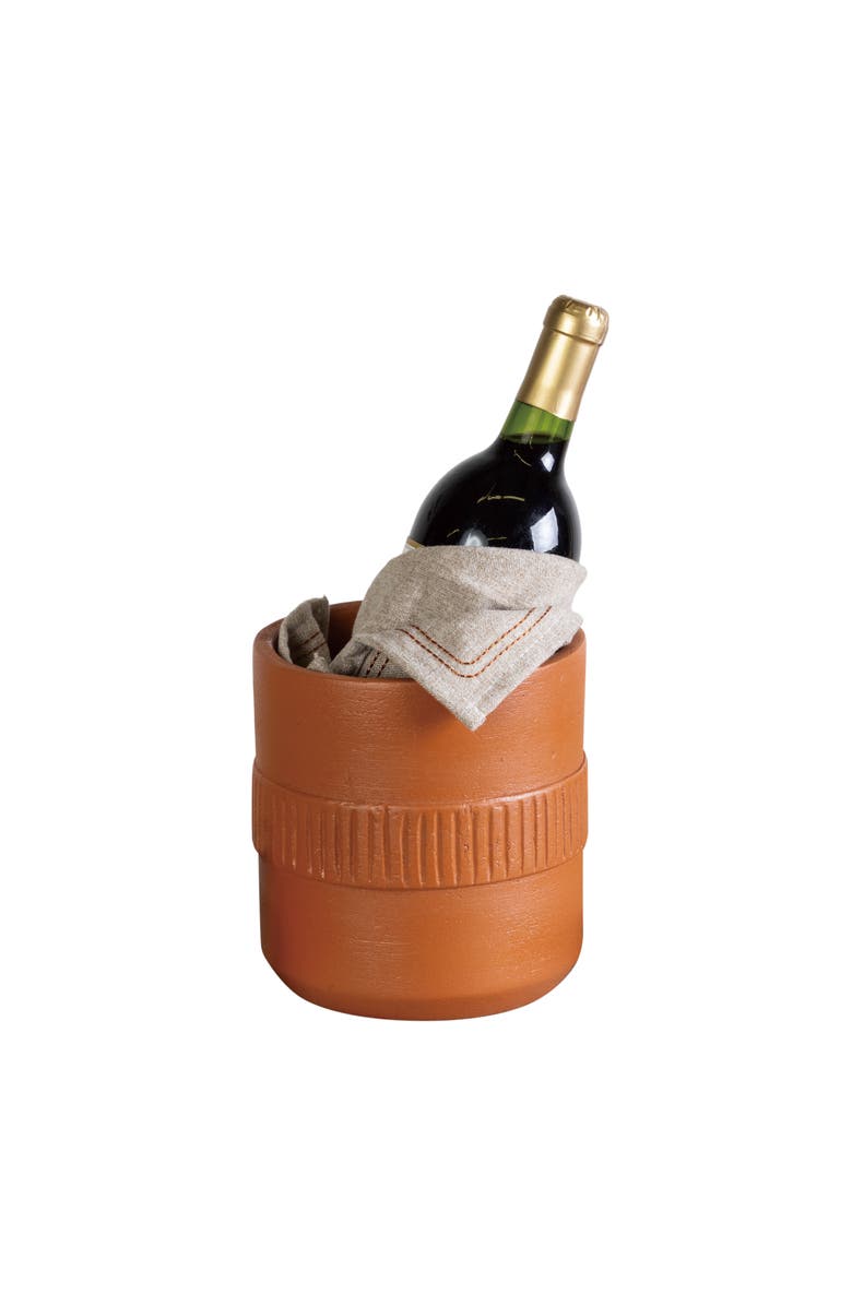 Transpac Terracotta Brown Harvest Natural Instincts Bottle Cooler Decorative, Main, color, Brown