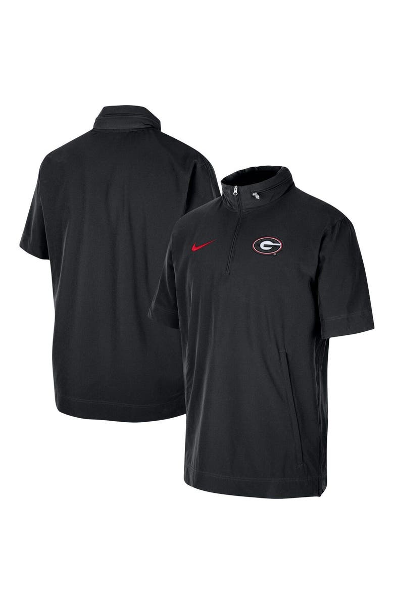 Nike Men's Nike Black Georgia Bulldogs Coaches Half-Zip Short Sleeve Jacket, Main, color, 