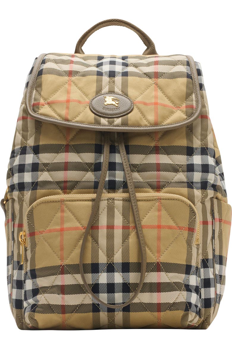 burberry ekd london check and leather backpack Baby Logo Changing in Black (40cm) Printed with the Burberry Check in navy Burberry Check backpack - Beige