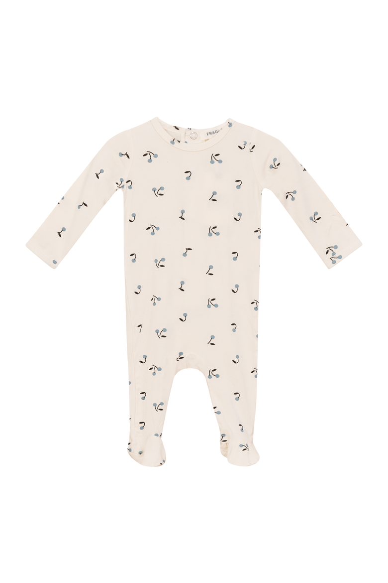 Stretch Jersey Cherry Print Rib Romper, Main, color, Cream