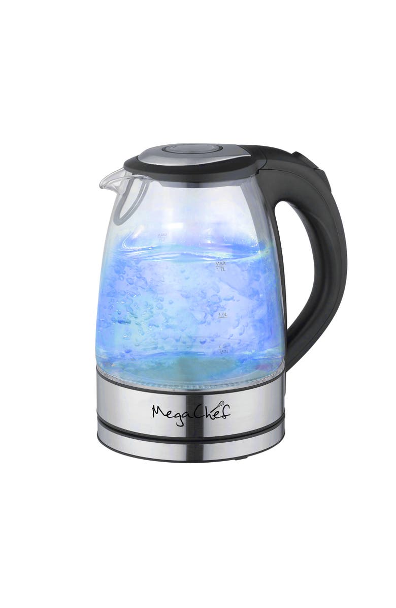 Megachef 1.7Lt. Glass and Stainless Steel Electric Tea Kettle, Alternate, color, Grey