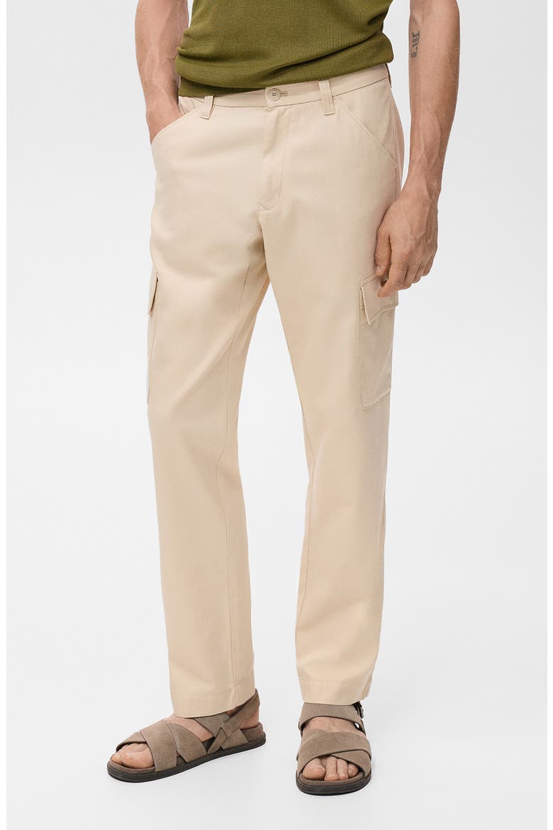 Cotton Blend Cargo Pants, Main, color, BEIGE