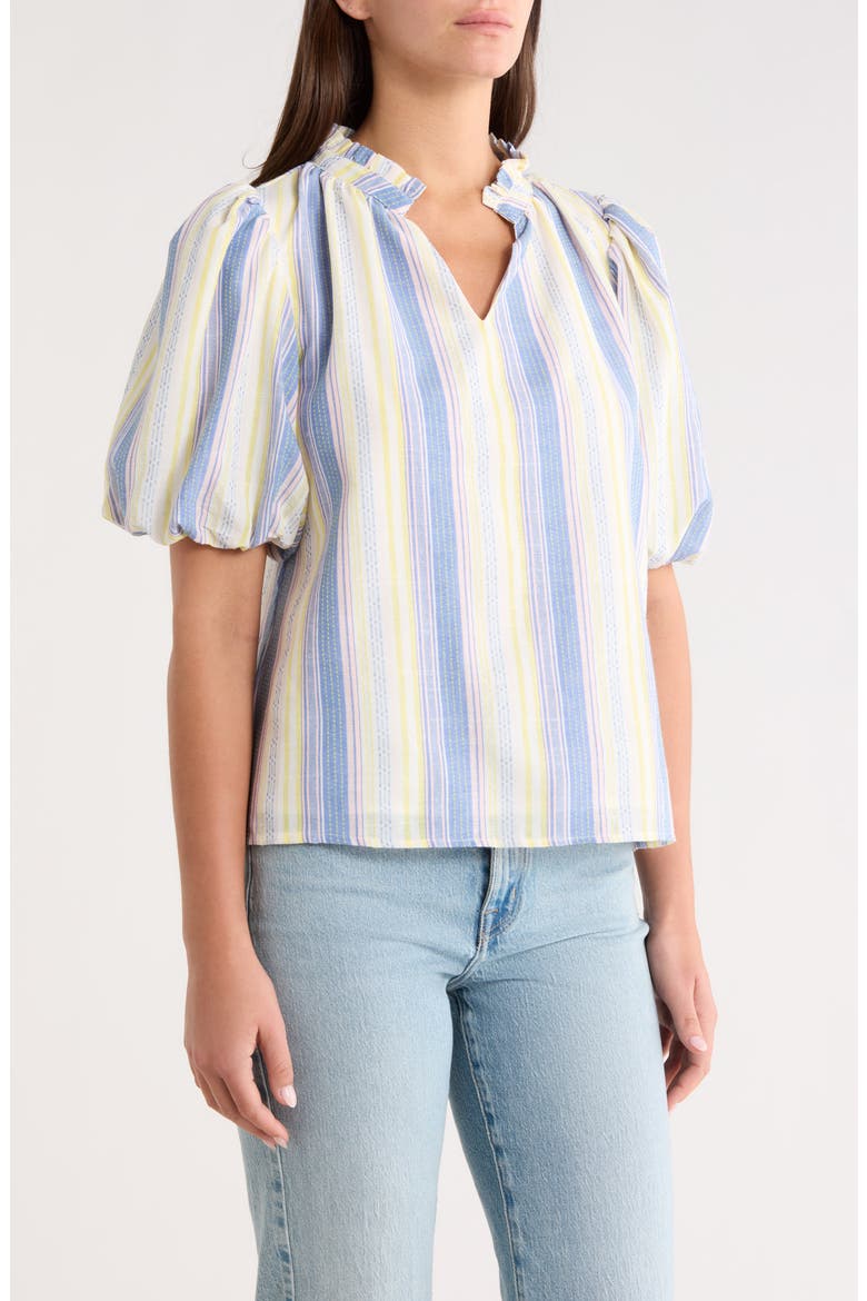 Vexie Stripe Gretna Puff Sleeve Top, Alternate, color, BLUE-MULTI