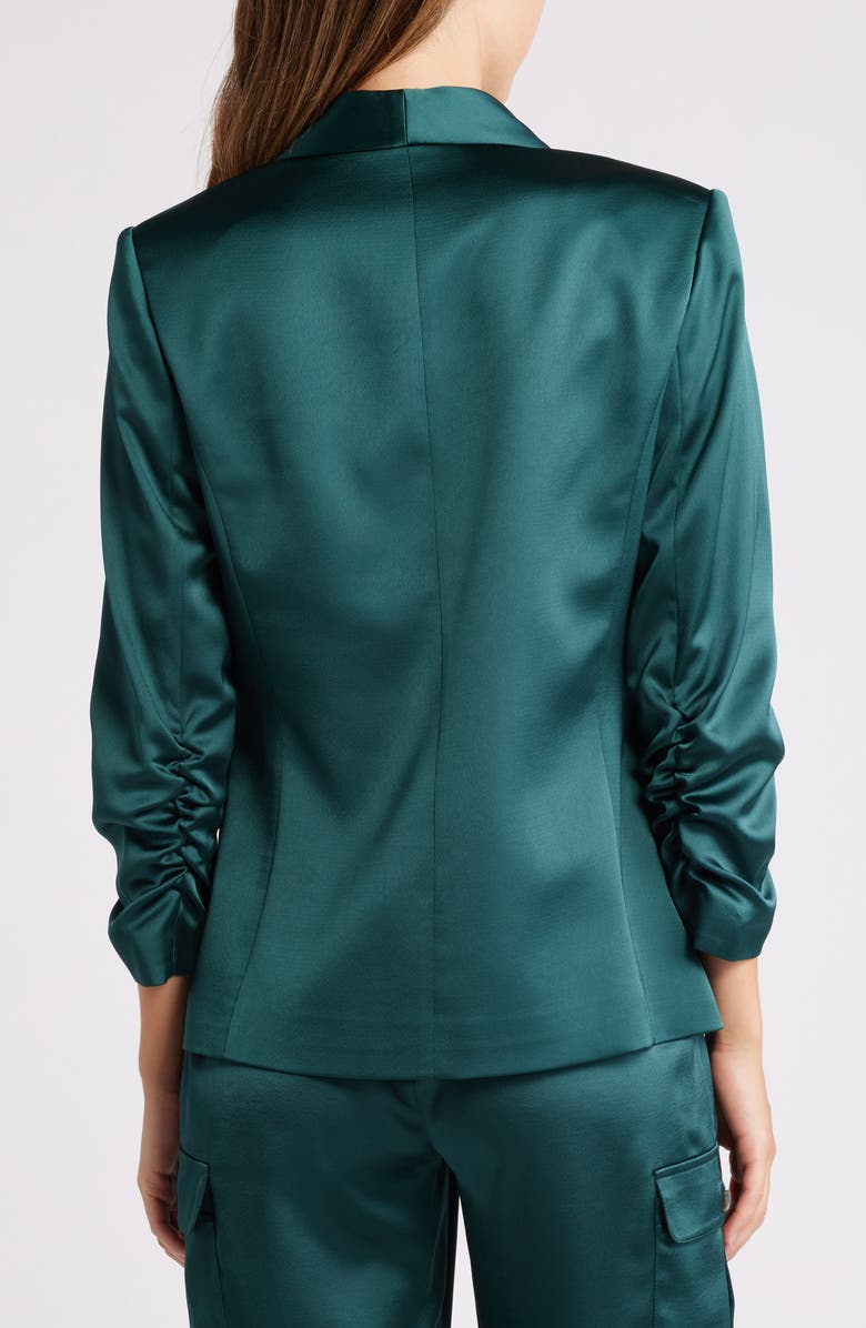 Tahari ASL Ruched Sleeve Satin Blazer, Alternate, color,