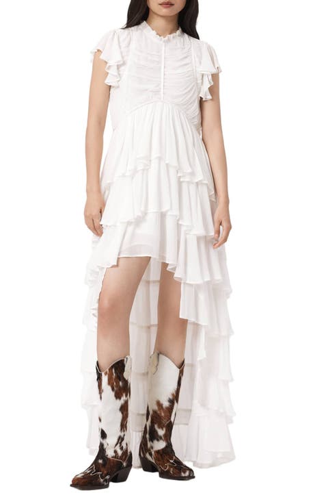 Shaela Tiered Ruffle High-Low Dress