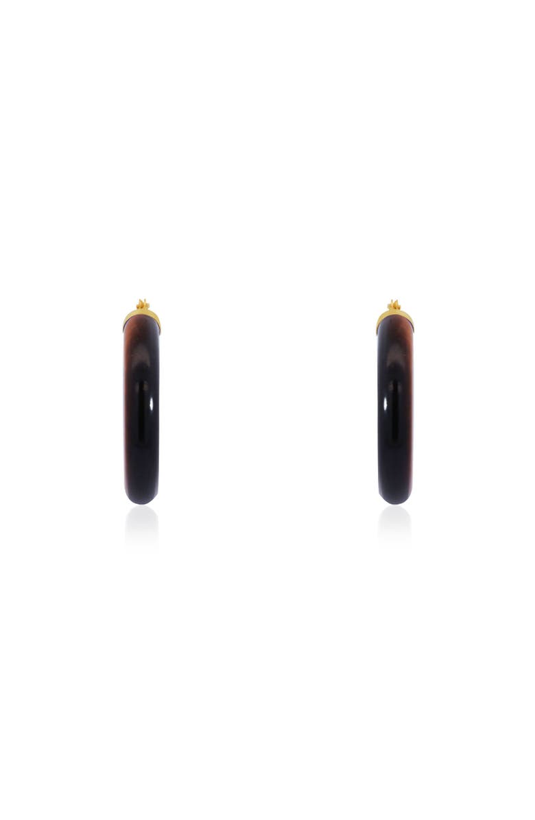 The Lovery Fine Jewelry Tigers Eye Hoop Earrings, Alternate, color, Tigers Eye