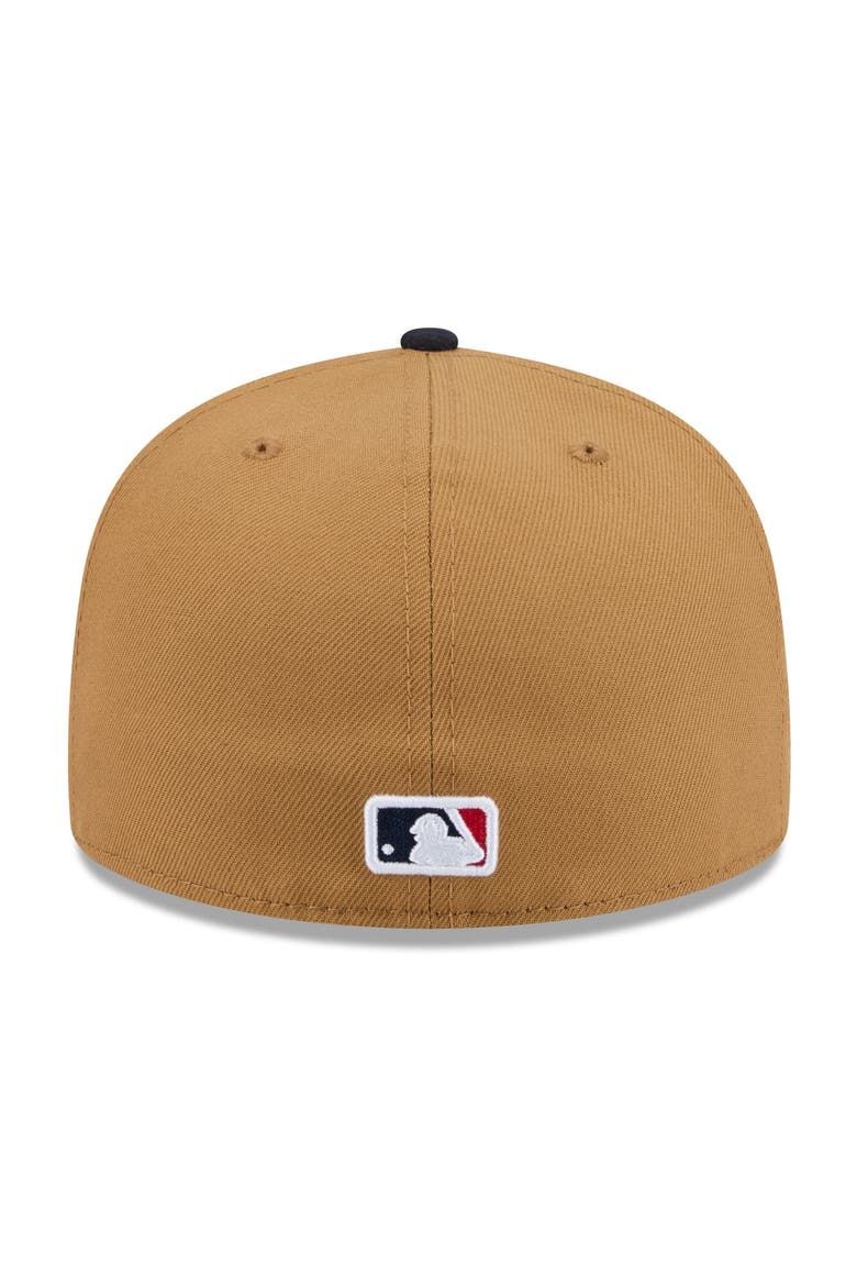 Men's New Era Tan Boston Red Sox Fruit Sticker 59FIFTY Fitted Hat, Alternate, color, Tan