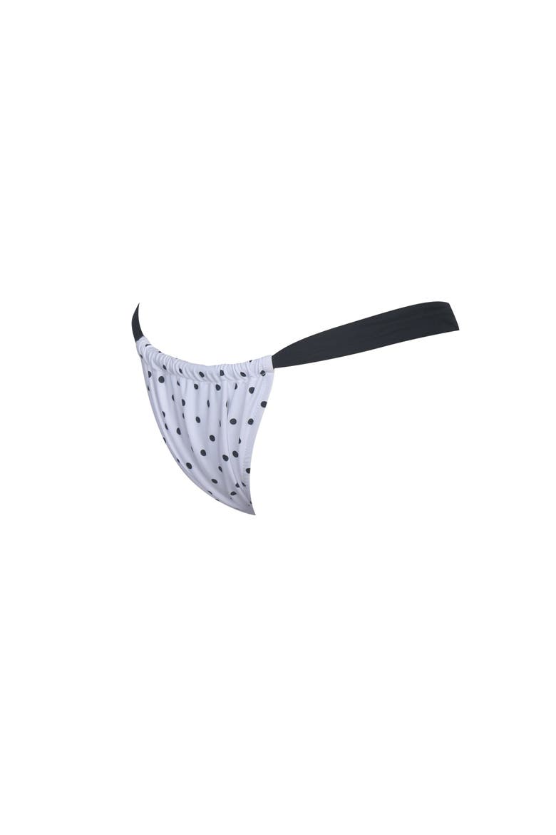 Oliveah Polka Dot Ruched Lacing Bikini Bottom, Alternate, color, White