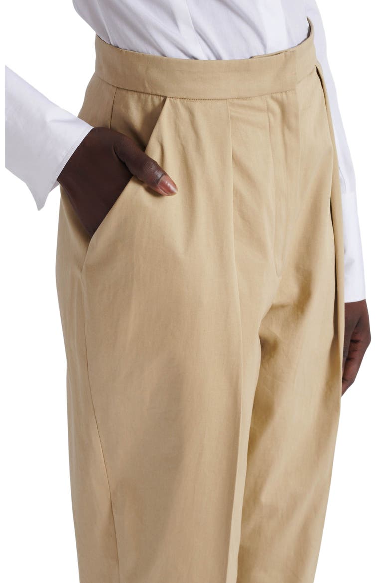 Darted 7/8 trousers in cotton gabardine, Alternate, color, beige