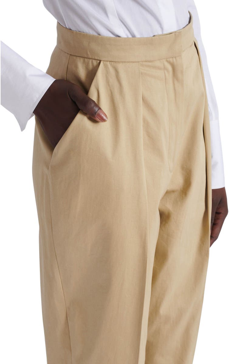 Balmain Darted 7/8 trousers in cotton gabardine, Alternate, color, Beige