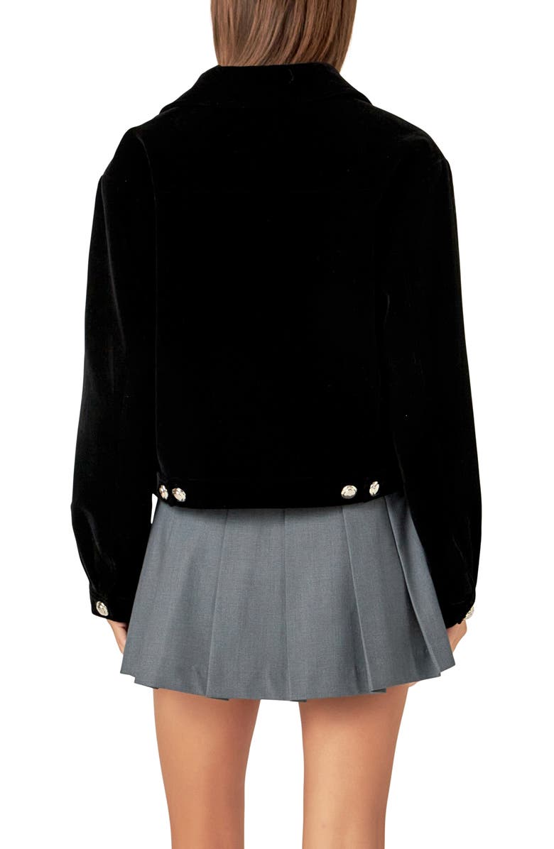 English Factory Velvet Bomber Jacket, Alternate, color, Black