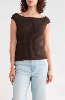 Off the Shoulder Ribbed Sweater Top