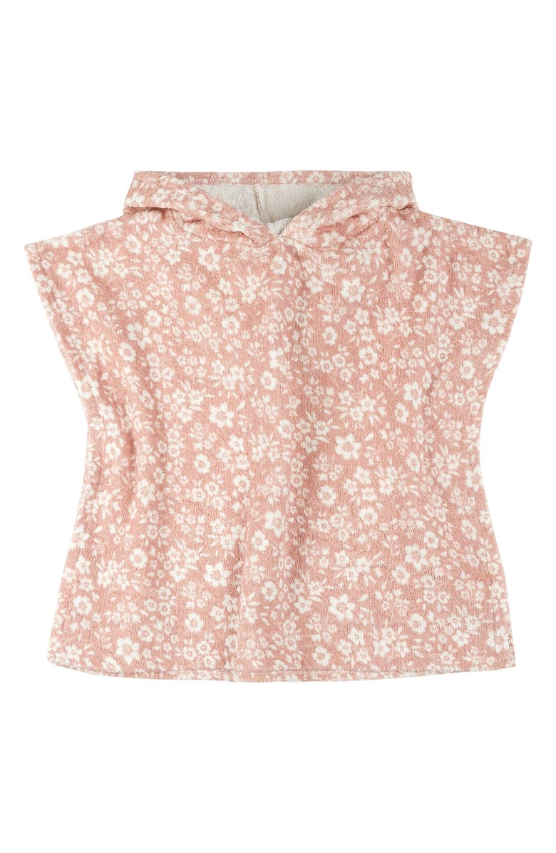 FIRSTS by Petit Lem Floral Organic Cotton Terry Hooded Cover-Up Poncho, Main, color,