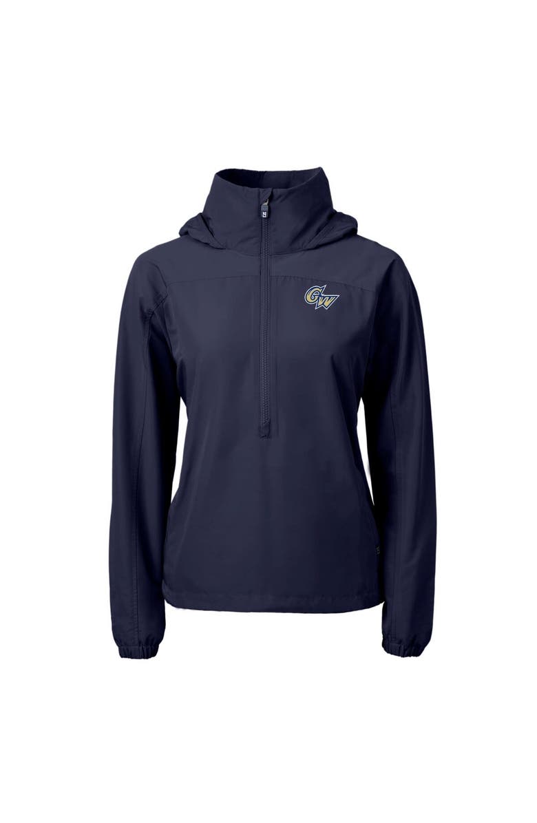 Cutter & Buck Women's Cutter & Buck Navy George Washington University Charter Eco Recycled Half-Zip Anorak Jacket, Alternate, color,