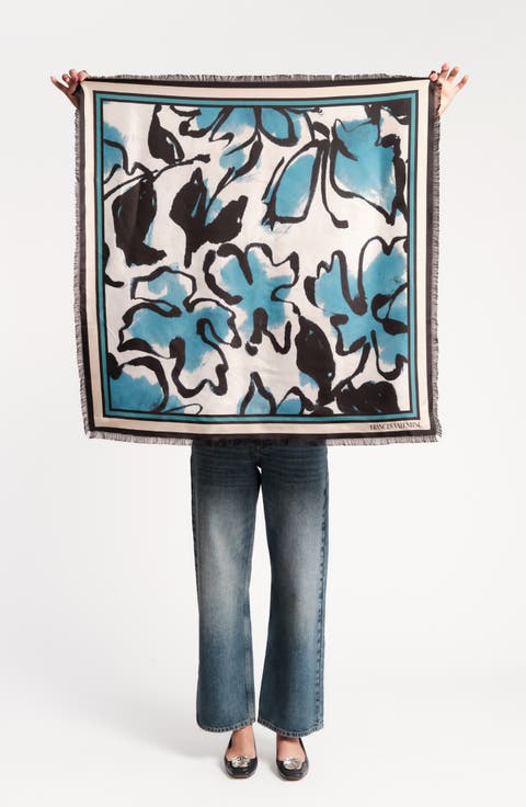 Abstract Meadow Silk Square Scarf