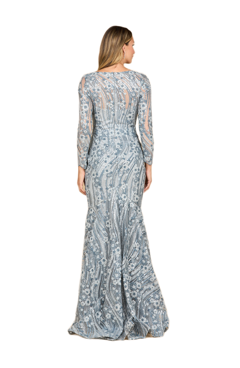 LARA New York Mermaid, Long Sleeve Gown, Alternate, color, Slate