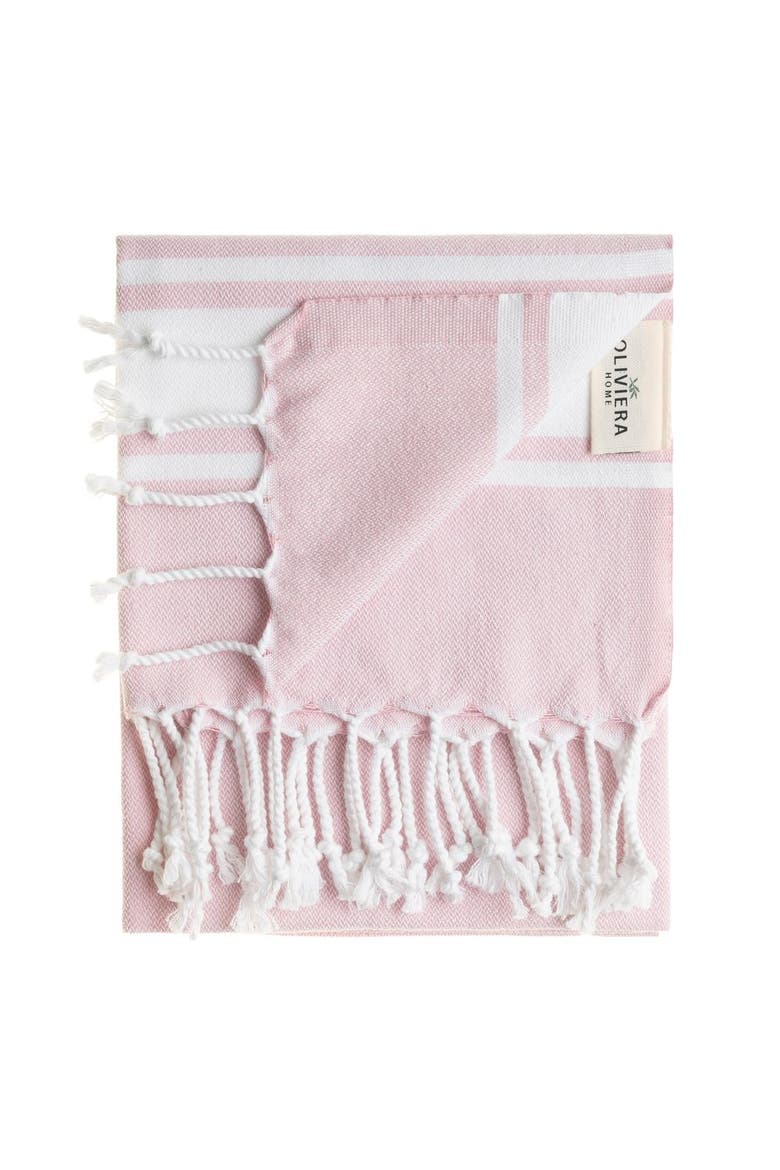 Mono Stripe Turkish Cotton Hand & Kitchen Towel Bundle, Alternate, color, Blush