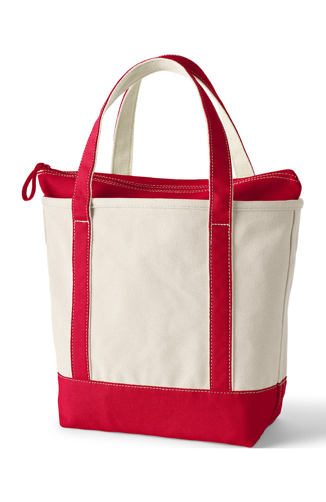 Zip Top Canvas Tote Bag, Alternate, color, Natural/Heritage Red