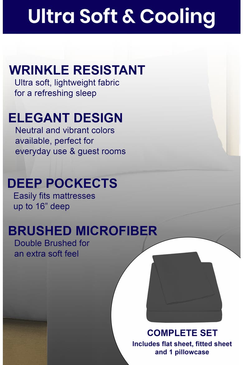 Deep Pocket Microfiber Sheet Set, Alternate, color, GRAY