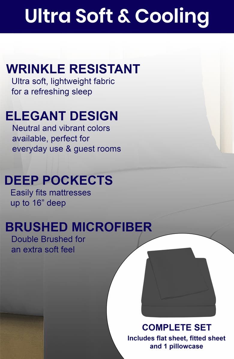 Luxury Home Deep Pocket Microfiber Sheet Set, Alternate, color, Gray