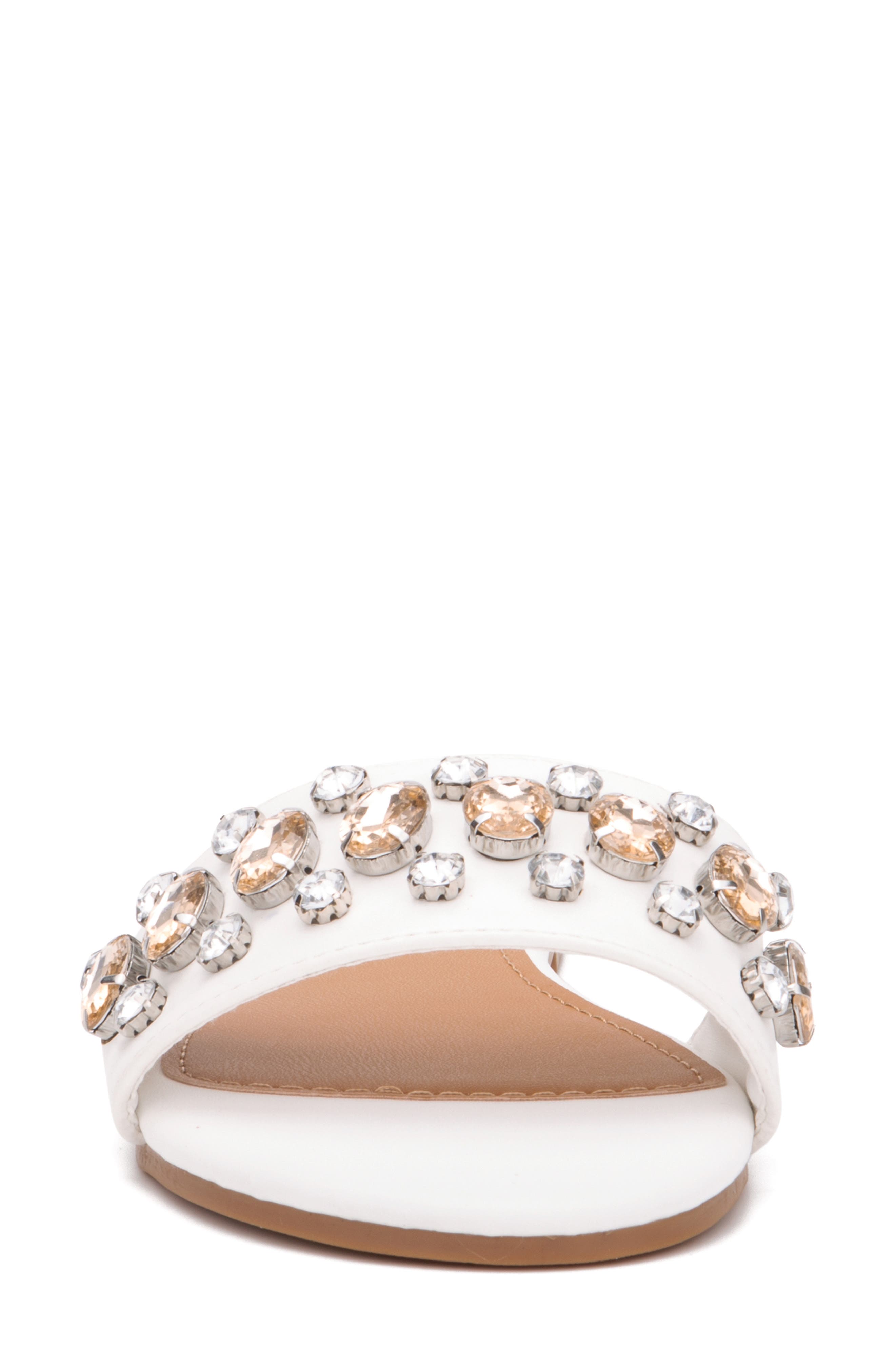 OLIVIA MILLER Gem Slide Sandal, Alternate, color, White