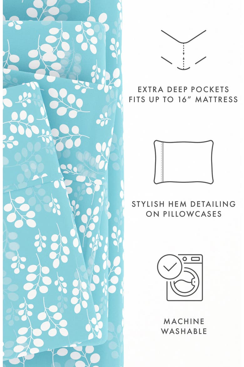 Home Spun Premium Ultra Soft Wheat Pattern 4-Piece Bed Sheet Set, Alternate, color, PALE BLUE