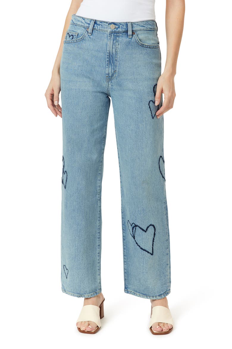 Wythe Hearted High Waist Relaxed Straight Leg Jeans, Main, color, AIRE