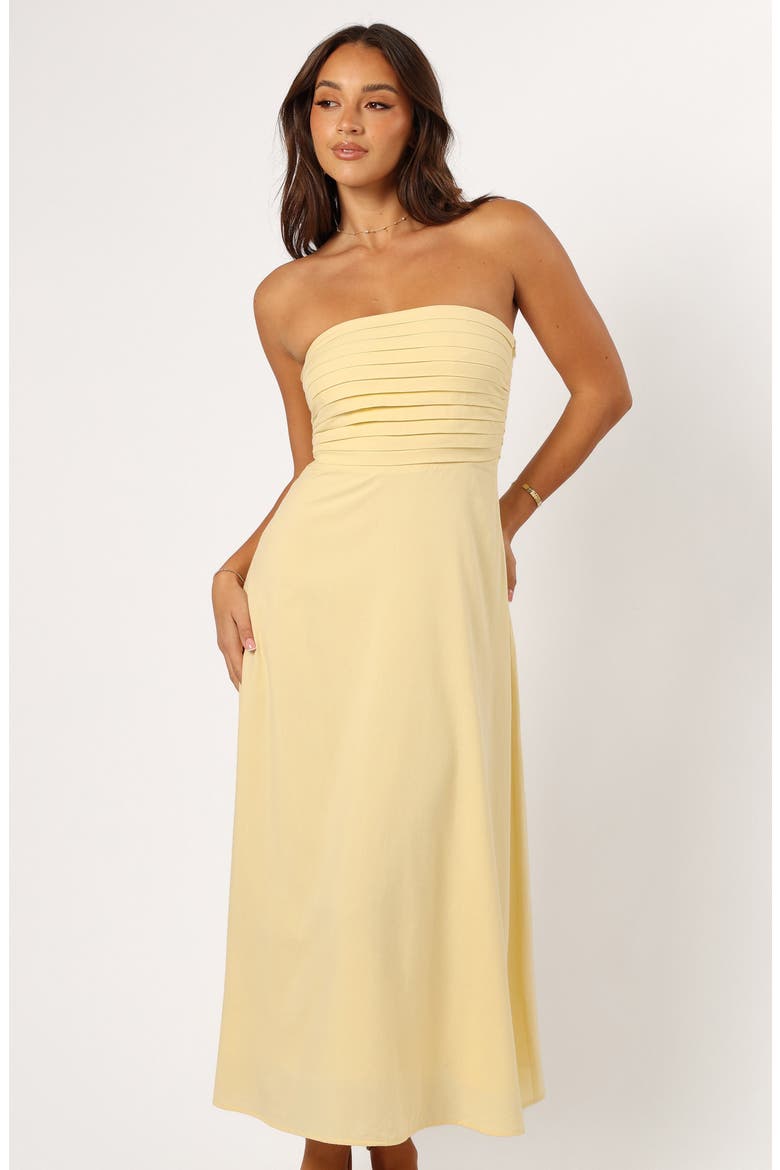 Kenna Strapless A-Line Dress, Alternate, color, BUTTER YELLOW