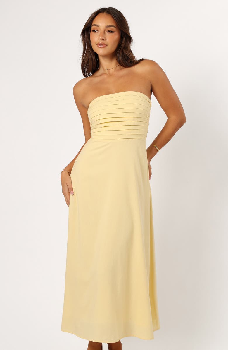 Petal & Pup Kenna Strapless A-Line Dress, Alternate, color, Butter Yellow