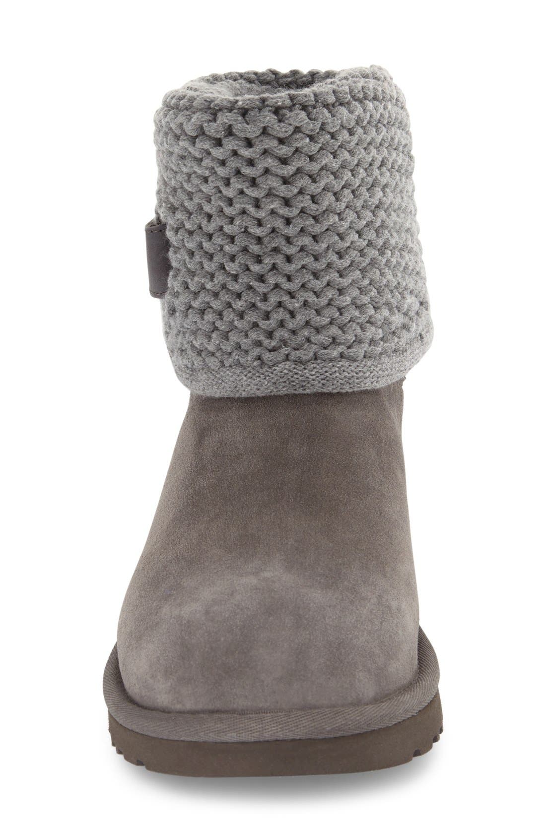 Shaina Knit Cuff Bootie, Alternate, color, GREY SUEDE