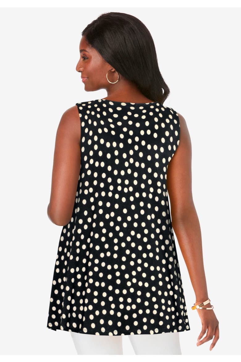 Stretch Knit Sleeveless Swing Tunic, Alternate, color, BLACK DOT