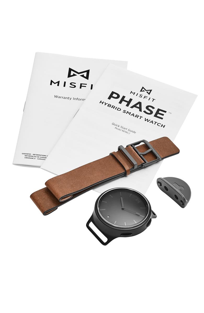 Misfit Phase Hybrid Leather Strap Smartwatch, 40mm, Alternate, color,