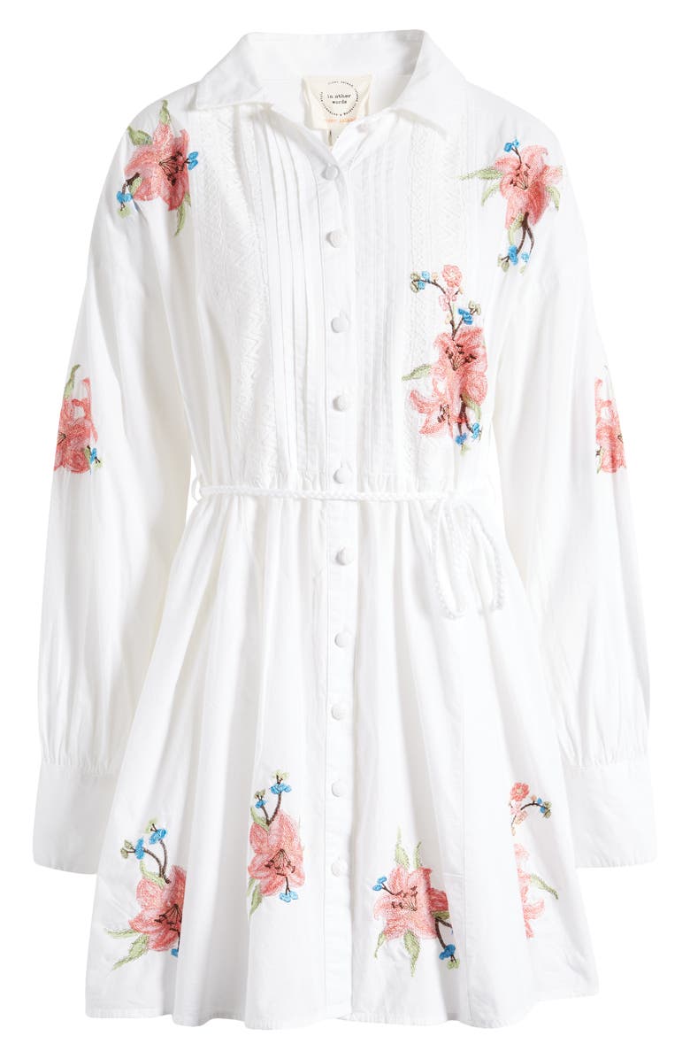 River Island Craft Floral Embroidered Long Sleeve Belted Shirtdress, Alternate, color,