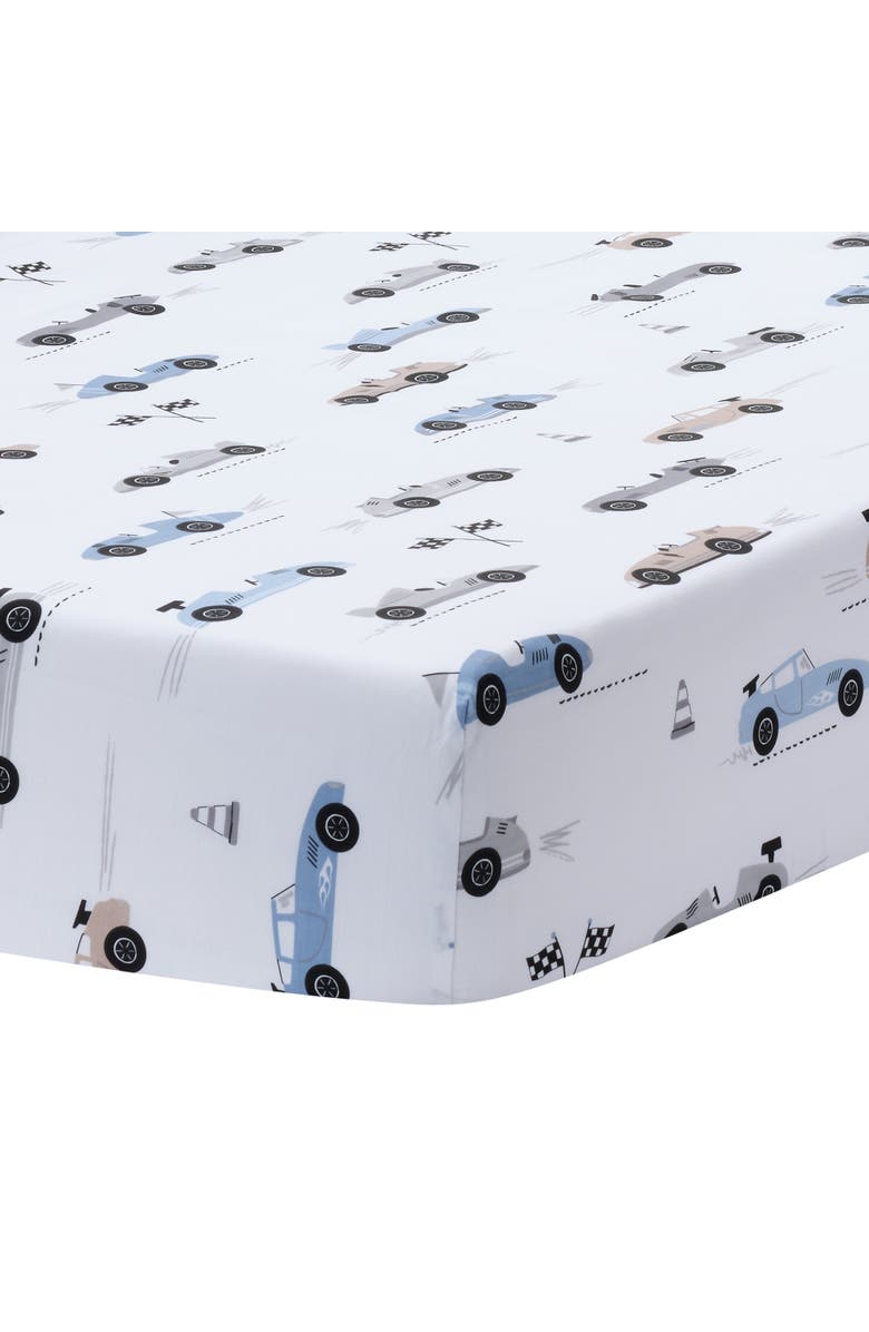 Lambs & Ivy Little Racer 3-Piece Cars/Transportation Baby Crib Bedding Set, Alternate, color, Blue