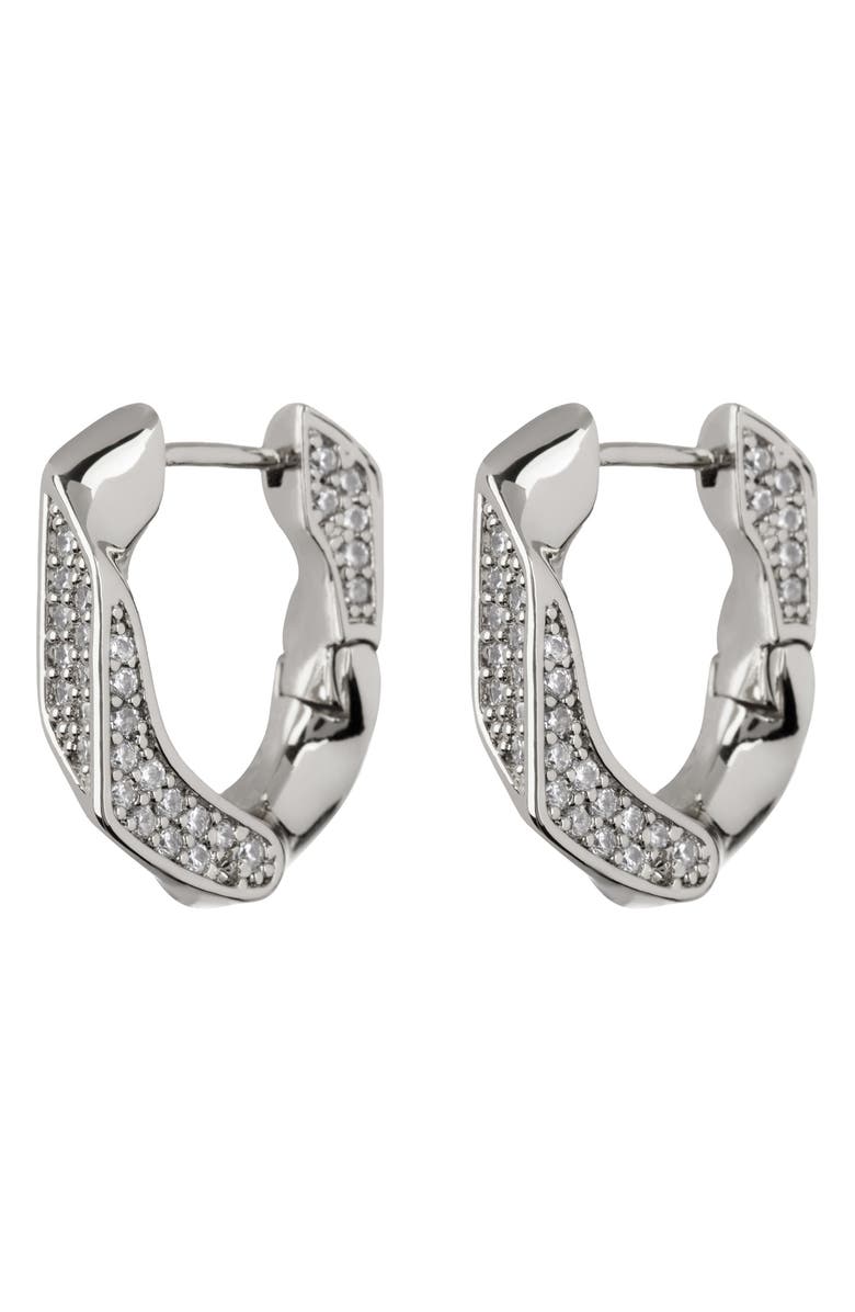Luv AJ Pavé Cuban Link Hoop Earrings, Main, color, 