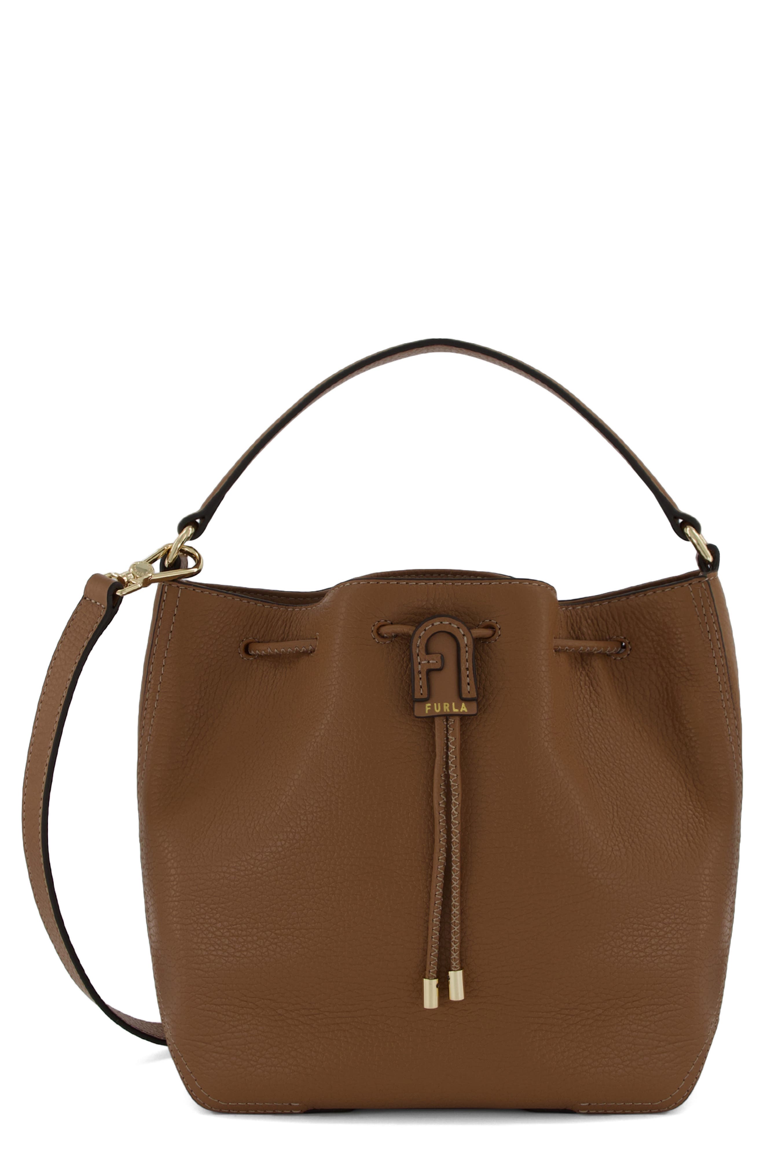 Furla Atena Leather Bucket Bag, Main, color, 
