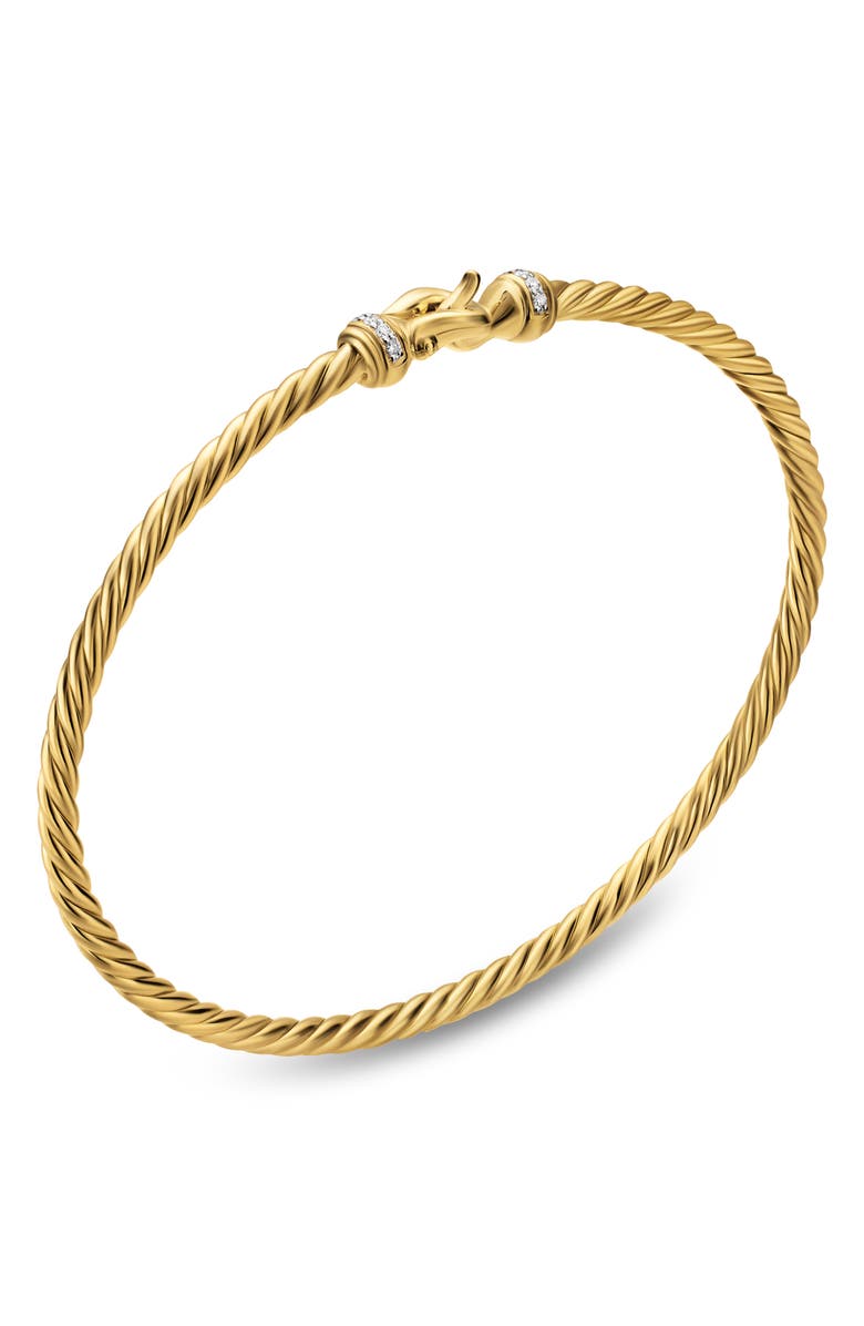 David Yurman Micro Cablespira<sup>®</sup> Flex Buckle Bracelet in 18K Yellow Gold with Diamonds, 2.6mm, Alternate, color, Gold