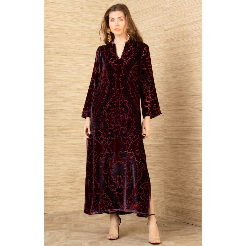 Hale Bob Emberlynn Velvet Dress In Burgundy