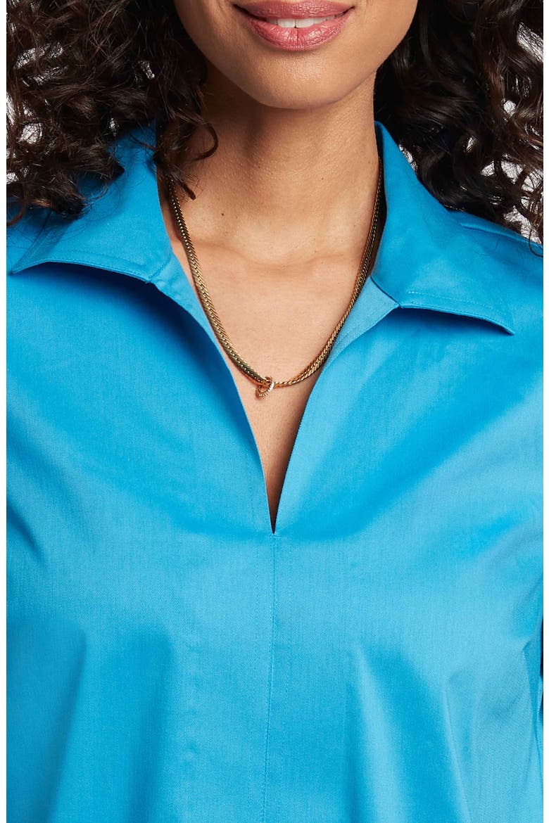 Agnes Split Cuff Popover Top, Alternate, color, TRUE BLUE